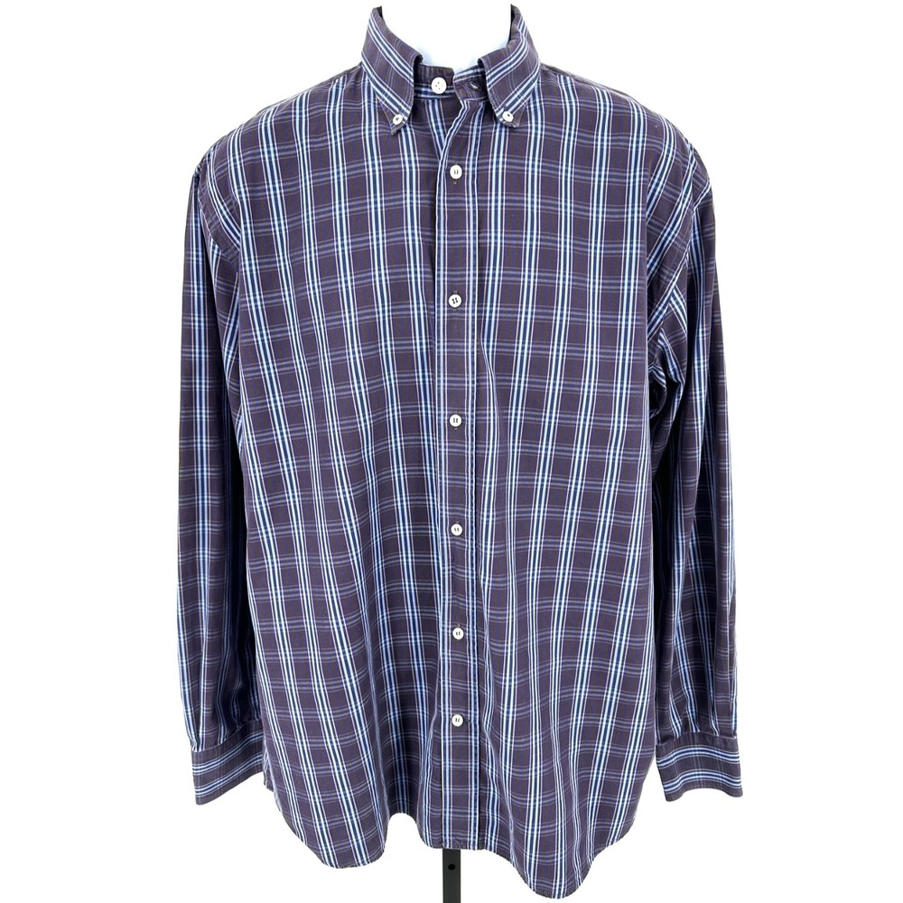 PAUL &‎ SHARK YACHTING Shirt Button Down Italian Oxford Cotton Plaid Men's Large